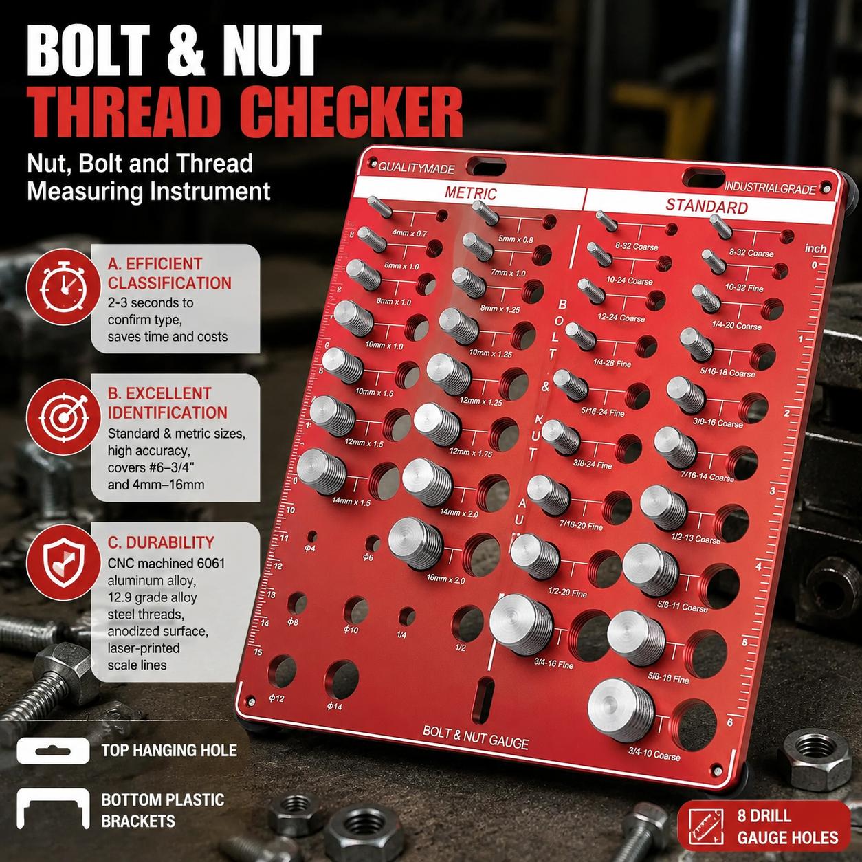 Nut and Bolt Thread Gauge Set  - Woodworking Basic Tools recension och pris